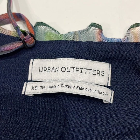 Urban Outfitters Moxie mesh multi colored lettuce hem mini slip dress XS - Picture 8 of 10